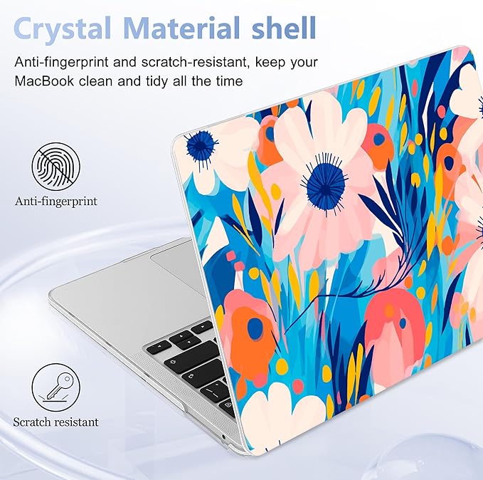 Case for MacBook Pro 13 inch with/Without Touch Bar (2016-2022, M2 A2338 M1 A2289 A2251 A2159 A1989 A1706 A1708), Hard Shell + Keyboard Cover + Dust Plug, Ornament