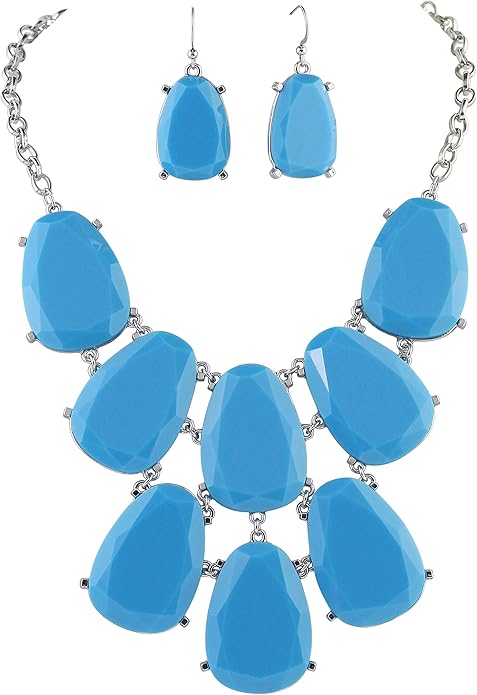 Firstmeet Chunky Bubble Statement Collar Necklace with Earrings for Women