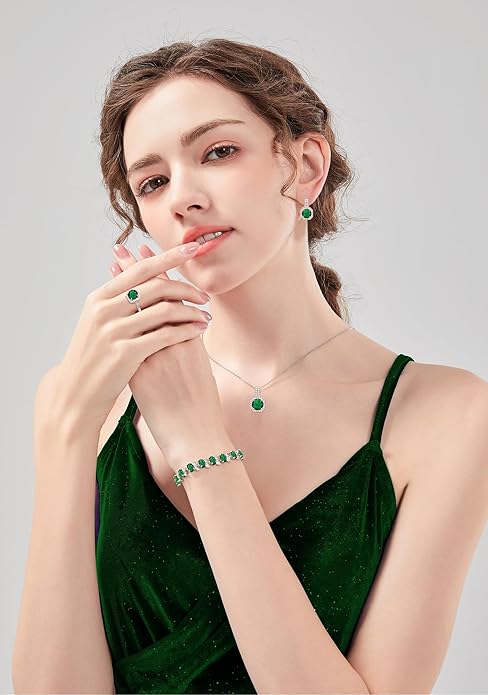 GZWHD Jewelry Set for Women CZ Earrings Necklace Ring Bracelet Set Prom Party Wedding Jewelry Gift for Mother Friend Wife
