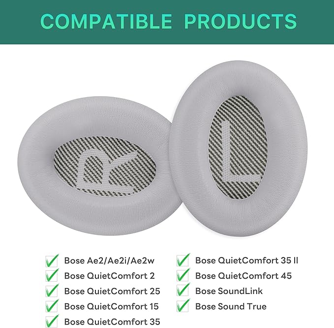 Replacement Ear Pads for Bose QuietComfort 35 (QC35) & Quiet Comfort 35 II (QC 35 ii) Headphones, EarPads Cushions with Noise Isolation Memory Foam, Softer Protein Leather, Added Thickness