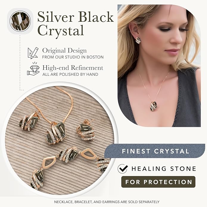 Leafael Wish Stone Pendant Necklace with Birthstone Crystal, 18K Rose Gold Plated/Silvertone, 18" + 2"