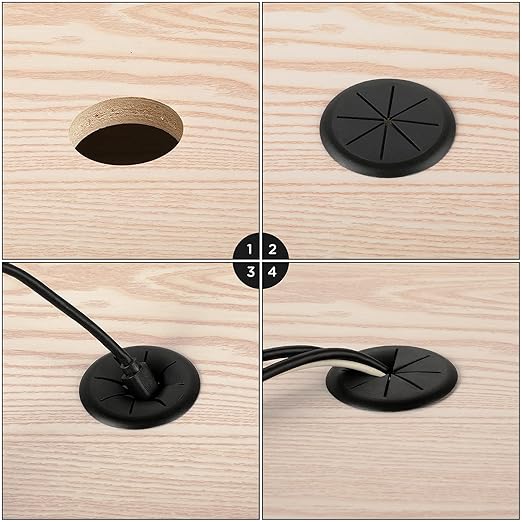 HYCC 10 Pack 2 Inch Flexible Desk Grommet,Organize Wires and Cables on Office Equipment, Computer Components, Entertainment Systems Effectively - Color: Black