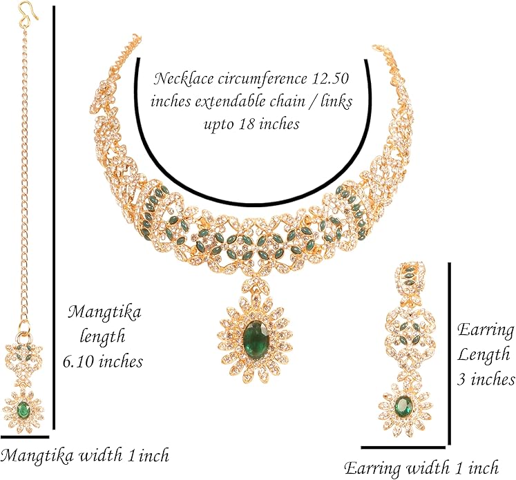 Touchstone Indian jewelry sets for women wedding gold kundan necklace traditional earrings tikka bollywood party style white crystal rhinestone guest gift bridal costume prom dainty accessories