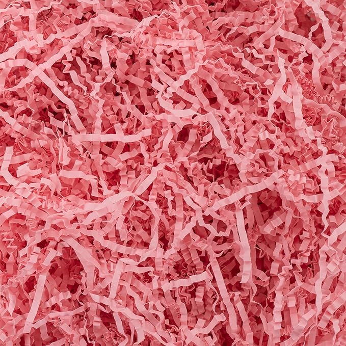 Uptotop 2LB Crinkle Cut Paper Shred Filler for Gift Wrapping Basket Filling, Birthday, Christmas, Thanksgiving, Wedding, Mother's Day, Pink