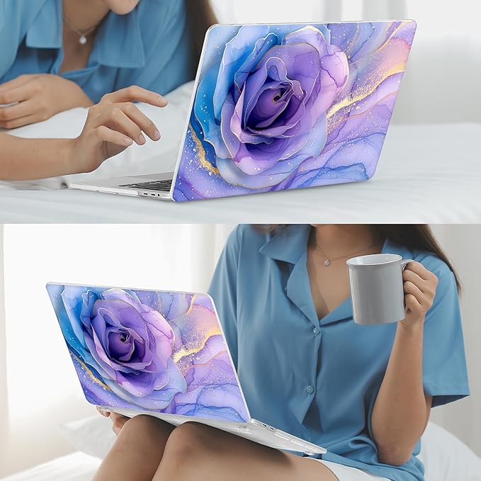 Mektron Case for MacBook Pro 16 Inch A2141 Cover 2019 Release 16" with Liquid Retina Display/Touch ID, Plastic Hard Shell with Keyboard Skin & Screen Protector & Dust Plug, Rose Marble
