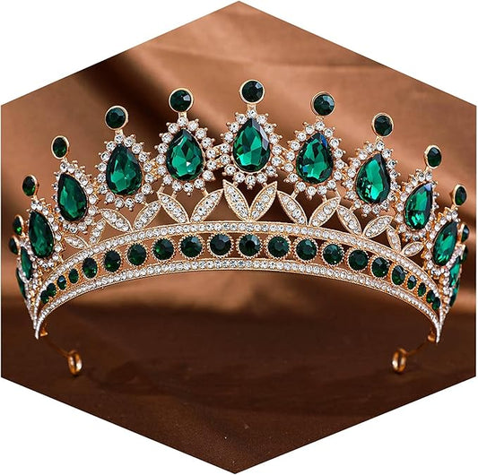 FORSEVEN Crystal Tiaras and Crowns for Women - Wedding and Birthday Party Princess Crown Hair Accessories - Bride Rhinestone Headband Halloween Decorations Hairband