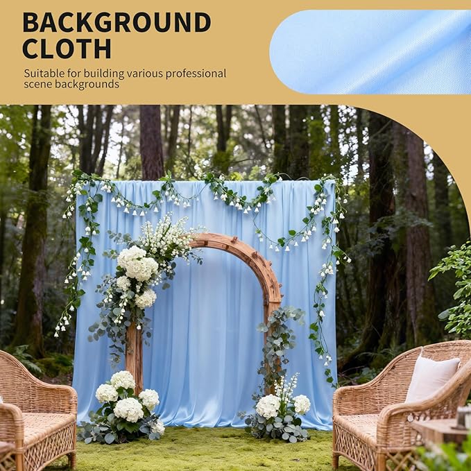 5x10FT Photo Stage Backdrop 2 Panels Curtains Drapes for Photography and Party (Blue)
