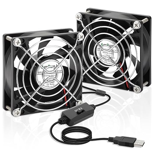 80mm x 25mm USB Fan 2 Packs 5V Small Computer Case Fan with Speed Control for CPU Xbox PlayStation Router Entertainment Cabinet 3D Printer