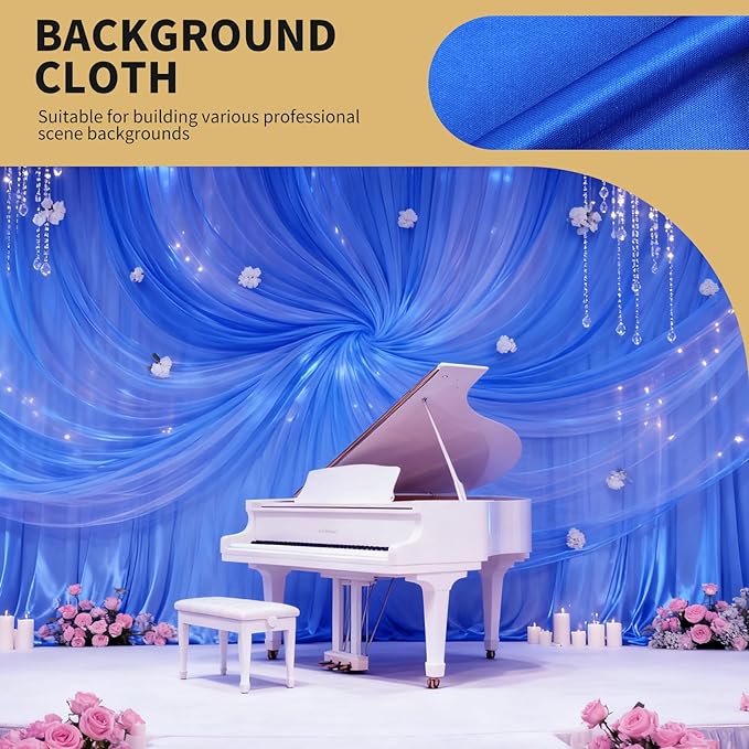 5x10FT Photo Stage Backdrop 2 Panels Curtains Drapes for Photography and Party(Royal Blue)