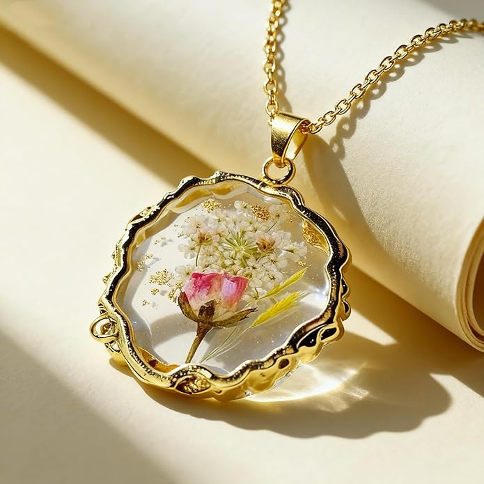 Birth Flower Necklace,1-12 Birth Month Flower Handmade Pendant Necklaces for Women Personalized Custom Floral Jewelry,Boho jewelry,Birthday Gift for Women Girls Best Friend