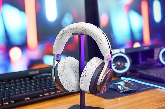 WC BandZ Virtuoso V2 - Silicone Headband Cover for Corsair Virtuoso Headphones by Wicked Cushions | Machine Washable, No More Flaking Leather | for Virtuoso Wireless, XT, and SE | Gold Marble