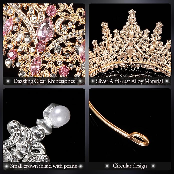 Crowns for Women - Tiaras for Women Crystal Queen Crown for Birthday Costume Party Celebration