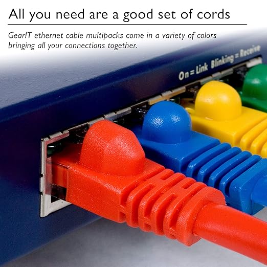 GearIT 24-Pack, Cat5e Ethernet Patch Cable 3 Feet - Snagless RJ45 Computer LAN Network Cord, Purple - Compatible with 24 48 Port Switch POE Rackmount 24port Gigabit