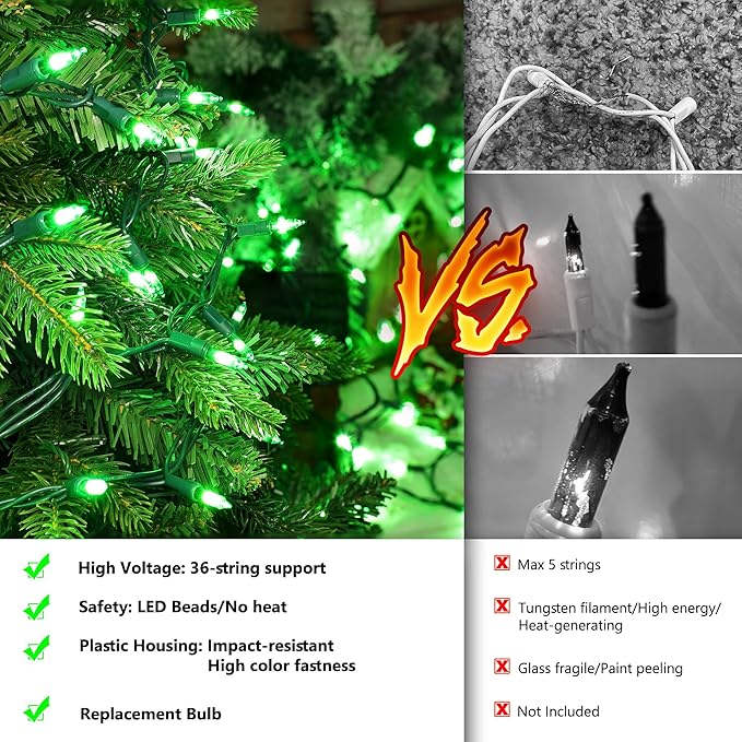 Joomer Mini Christmas String Lights - 19.5FT 100 LED Plug-in String Light, Connectable Waterproof Fairy Lights for Indoor Outdoor Decor, Patio, Home, Garden,Holiday,Christmas Decoration - Green