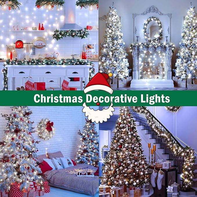 SAUIRS 197FT 500 LED Christmas Lights Outdoor String Lights with 8 Modes Timer Waterproof Fairy Light Plug in for Outside Indoor Party Xmas Palm Tree Yard Wedding Decorations(Cool White)