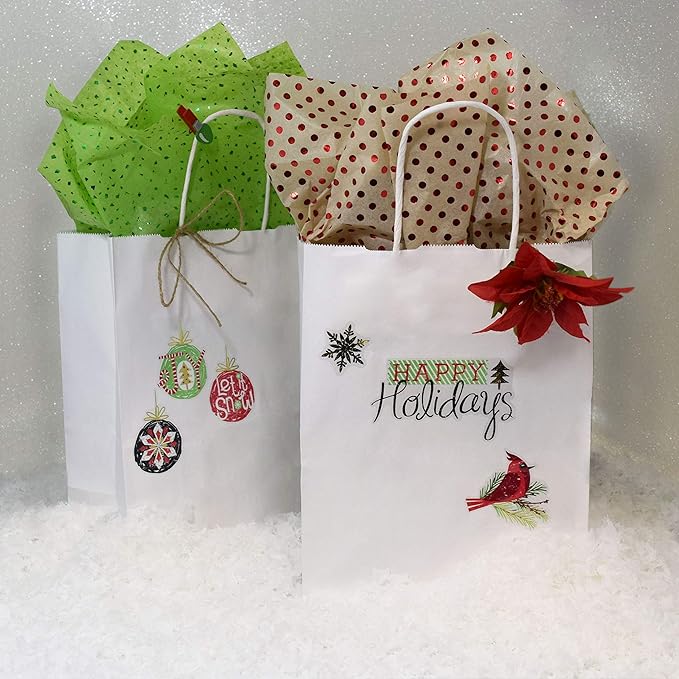 Prime Line Packaging White Paper Gift Bags, Kraft Gift Bags with Handles for Small Business, Boutique, Retail, Shopping, Birthdays, Favors, Bulk, 8x4x10, 400 Pack