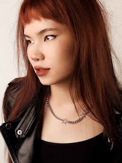 Sacina Gothic Punk Star Necklace, Star Choker, Emo Punk Grunge Y2k Necklace, Y2k Jewelry, Christmas Jewelry Gift For Women