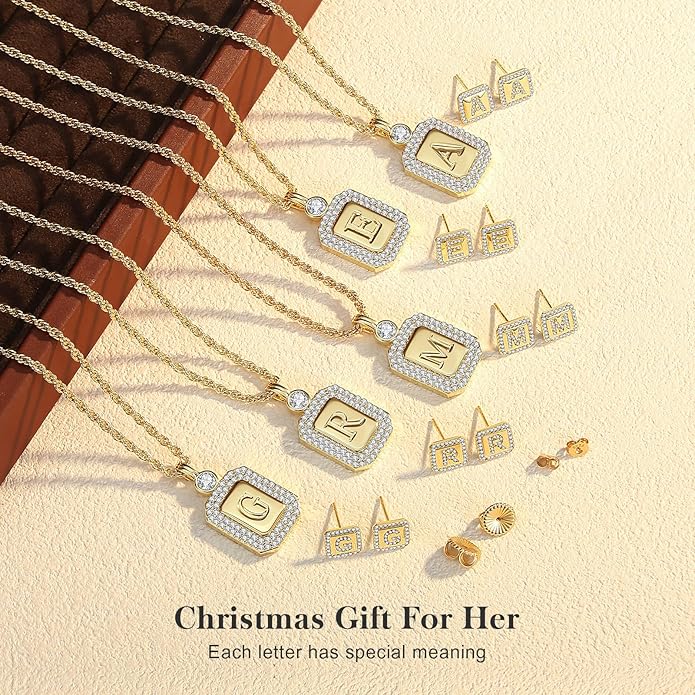 Gold Earrings for Women 24K Gold Filled Initial Earrings for Women S925 Earrings Gifts for Her