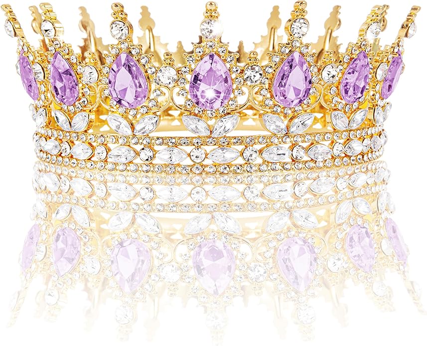 Gold Crown for Women, Crystal Queen Tiaras Headband Wedding Bridal Hair Accessories, Birthday Party Prom Cake Topper