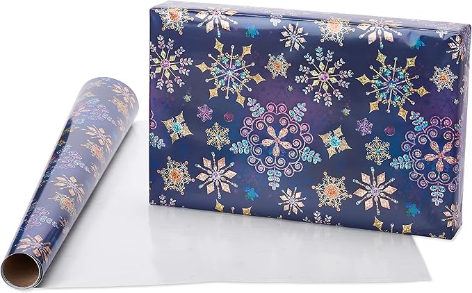 Papyrus Wrapping Paper Rolls for Christmas, Hanukkah, and All Holidays, Snowflakes Print and Metallic Silver (3 Rolls, 62.5 sq. ft.)
