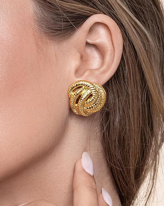 SNGIA18K Gold Plated Dangle Textured Ribbed Irregular Large Leaf Statement Earrings for Women by SNGIA, Handmade Dramatic Geometric Trendy Summer Drop Leaf Flower Jewelry Gifts, Bold Beachy Vintage Plant Fashion Drop Accessories, Vintage Nickle Free Fl...