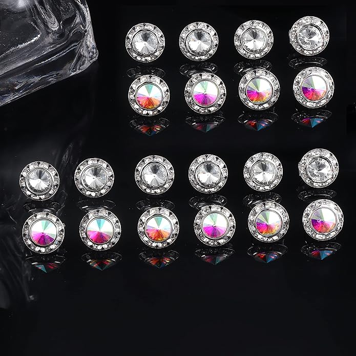 FIBO STEEL Clip on Halo Earrings Rhinestone Earrings Crystal Earrings for Women Round Acrylic Stone Inside Dance Competitions Stage Opera Performance Wedding Party Jewelry