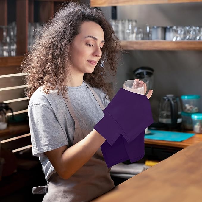 Utopia Home [24 Pack, Purple] Cloth Napkins 17x17 Inches, 100% Polyester Hemmed Edges, Washable and Reusable Ideal for Parties, Weddings and Dinners