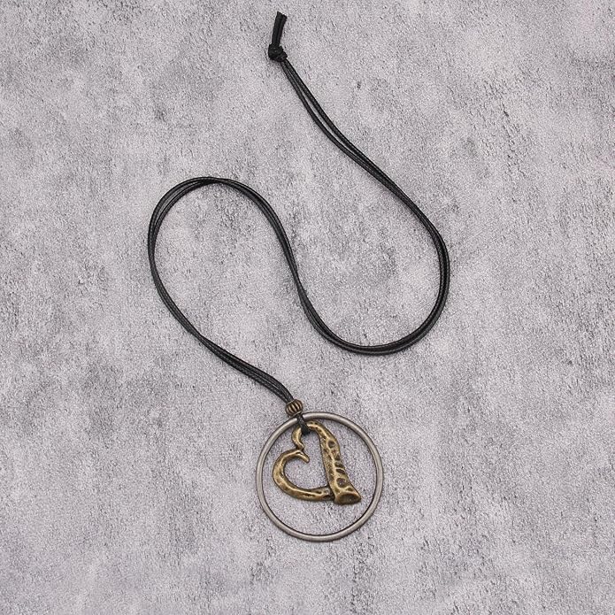Boho Leather Necklace Women Bohemian Brown Circle Pendant Necklace Choker Long Necklaces for Women Boho Ring Large Pendant