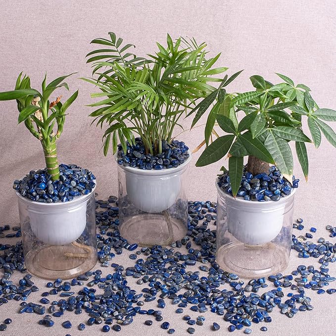 Polished Lapis Lazuli Crystal Chips 200 Pcs - 0.3" 10 oz Tumbled Stone Chips Crushed Sea Glass Stones Healing Reiki Crystal Making Home Decoration