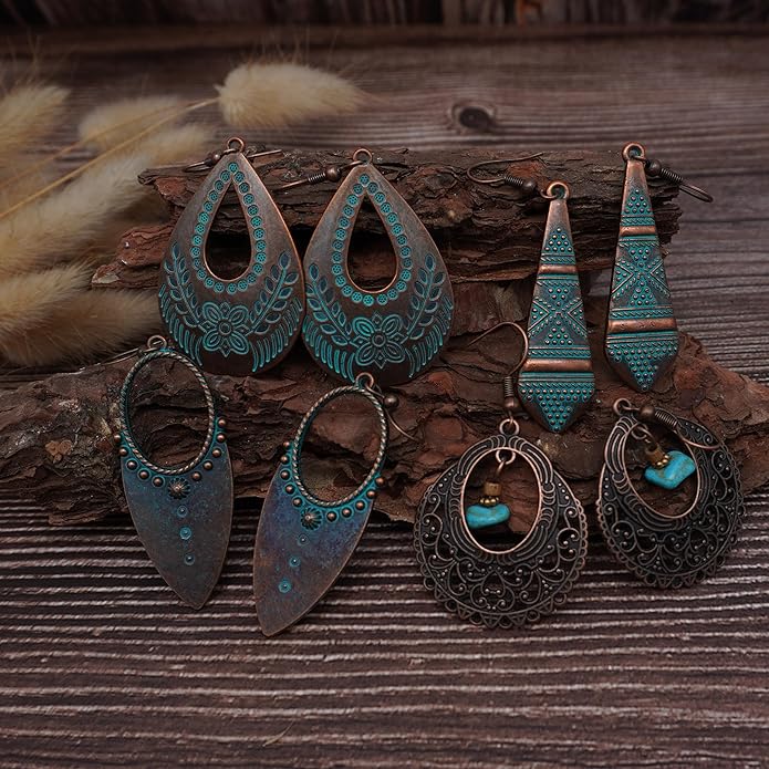 11 Pairs Vintage Drop Dangle Earrings for Women Boho Earring Jewelry Set Retro Flower Dangly Earring Teardrop Sun and Moon Earrings for Mother's Day Christmas