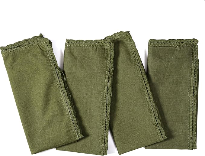 Ramanta Home Linen Flax Cloth Napkins Set of 24 | 18x18 Inch | Premium Cotton Linen Flax Lace Soft & Durable | Washable Ideal for Everyday Use Parties Thanksgiving Christmas Halloween Olive Green