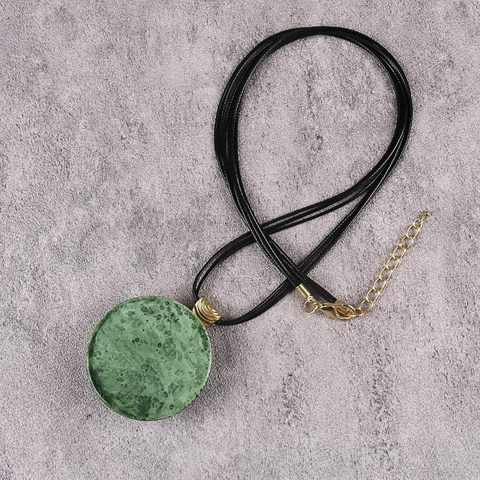 Boho Leather Necklace Women Bohemian Brown Circle Pendant Necklace Choker Long Necklaces for Women Boho Ring Large Pendant