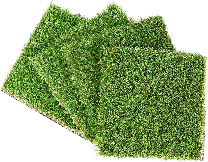 GLOBREEN Artificial Grass Squares Table Placemats for Golf Party Decorations - Green Fake Grass Turf Table Mats Centerpiece for Woodland Picnic Decor Party, Dining, Wedding