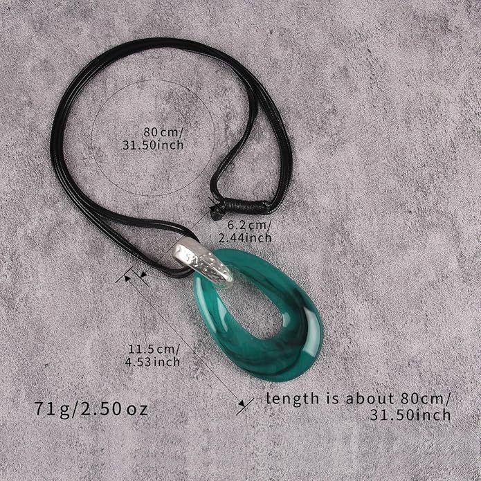 Boho Leather Necklace Women Bohemian Brown Circle Pendant Necklace Choker Long Necklaces for Women Boho Ring Large Pendant