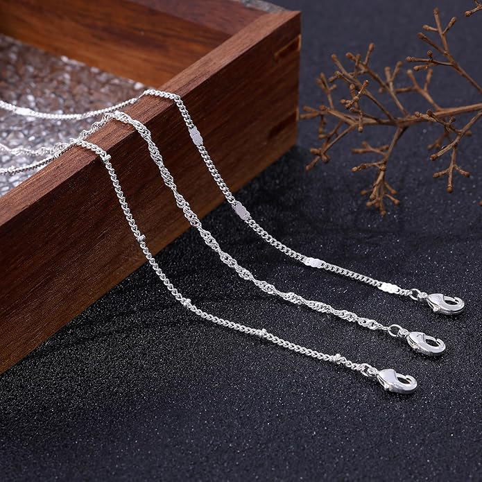 DEARMAY Dainty Silver Plated Bracelets for Women Trendy, Silver Jewelry Set for Women Bracelets for Women Paperclip Box Herringbone Figaro Rope Chain Bracelet Fashion Pack Gifts for Women