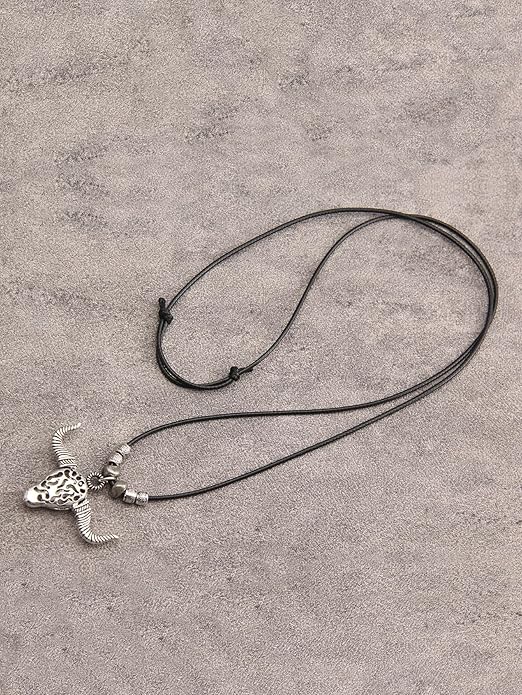 GelConnie Boho Necklaces for Women Vintage Silver Circles Long Pendant Necklace Cowgirl Sweater Necklace Adjustable Leather Choker Necklace for Women