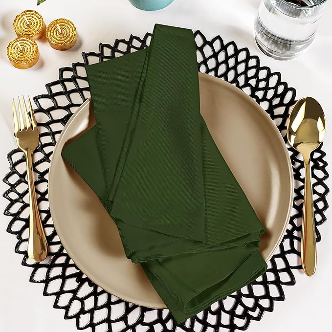 Utopia Kitchen Olive Cloth Napkins [12 Pack, 18x18 Inch] Absorbent Cotton Blend Washable and Reusable for Dinner, Restaurant, Lunch, Wedding and Hotel