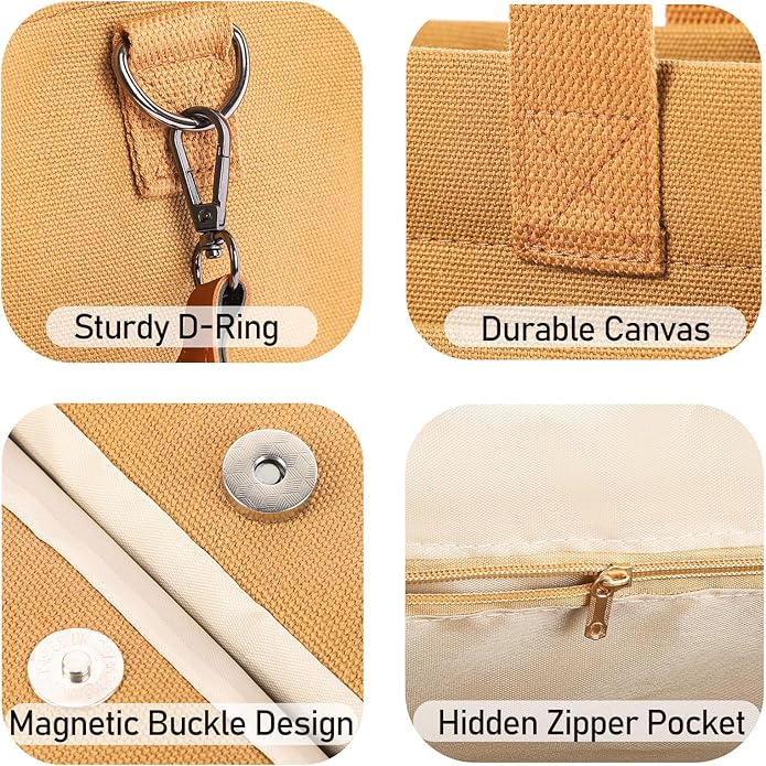 Canvas Tote Bag for Women, Large Laptop Travel Tote Handbag Totes with Crossbody Shoulder Teachers Reusable Grocery Bags