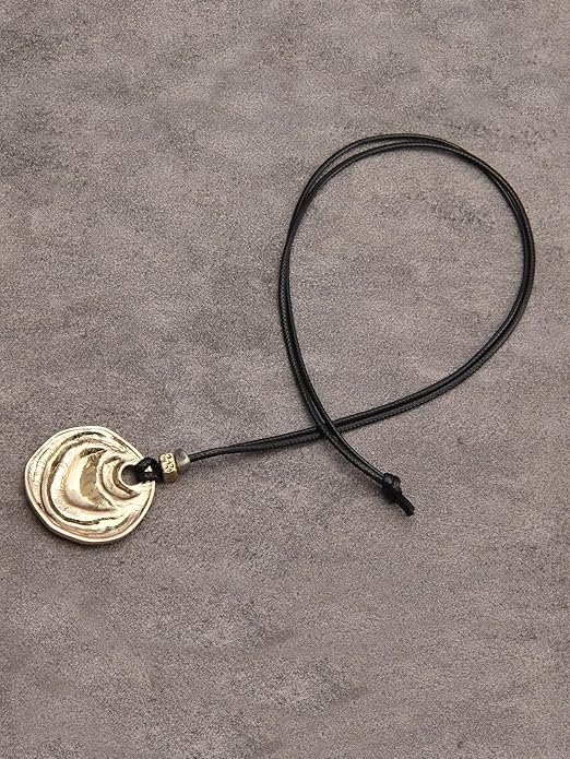 GelConnie Boho Necklaces for Women Vintage Silver Circles Long Pendant Necklace Cowgirl Sweater Necklace Adjustable Leather Choker Necklace for Women