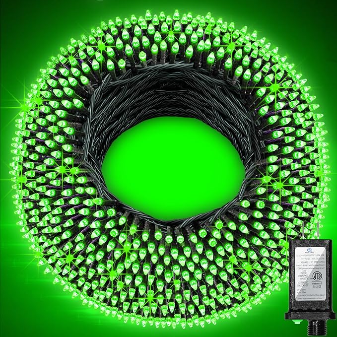 750 LED 256ft Outdoor Christmas Lights, Super Long String Lights 8 Modes Timer Memory, Outsite Waterproof Dark Green Wire Fairy Light Strings for Xmas Tree Wedding Holiday Party Decorations Green