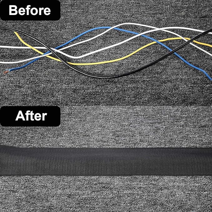 Cable Floor Strip Cord Cover Grip Floor Cable Protector Carpet Cable Management, Hold Cords in Place, Keep Cables Organized, Protect Cords and Prevent a Trip Hazard, 3 Inch x 10 Feet (10 Feet, Black)