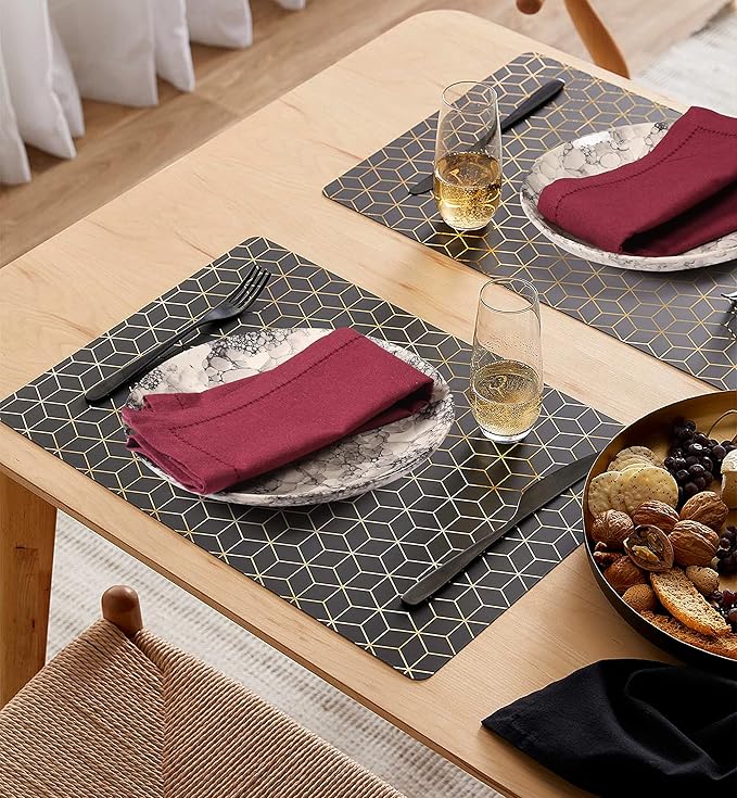 Palisa Cloth Dinner Napkins with Hemstitched Detailing & Mitered Corners Set of 12 (18x18 Inches) Burgundy - Cotton Reusable Dinner Napkins - Perfect for Weddings & Everyday Use