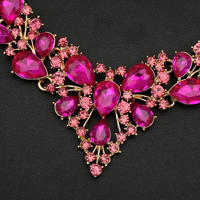 CSY 4 Pcs/Set Austrian Crystal Necklace Earrings Bracelet Ring Bridal Jewelry Sets for Brides Wedding Party Costume Accessories Gifts for Women