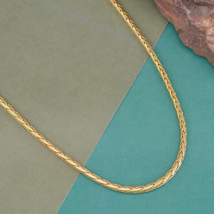 Gold Plated Link Chain Necklace for Women 18 Inch with 2 Inch Extender Adjustable Geometric Brass Jewelry Daily Wear Gift for Her Christmas