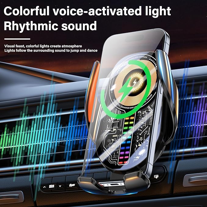 Car Phone Holder Wireless Car Charger, 15W Fast Charging Auto Sensing Clamping Phone Holders for Your Car Vent 360 Adjustable Car Mount for iPhone 16 15 14 13 12 Pro Max, Samsung Glaxy Series