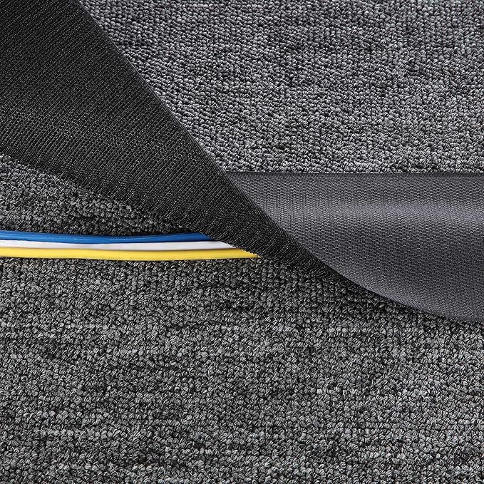 WILLBOND 4 Pack 10 ft x 3 Inch Cable Floor Strip Cable Cover Cords Carpet Protector Management Hook and Loop Tape for Wires on Floor Cords and Prevent a Trip Hazard (Black)