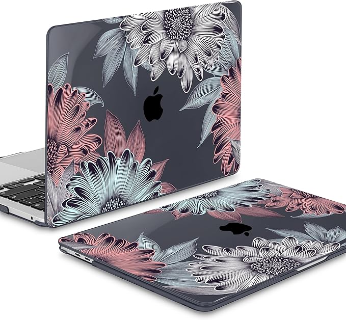 Mektron for MacBook Air 13 Case A1466/A1369 (2010-2017 Release), Snap-on Plastic Hard Shell Cover for MacBook Air 13.3 inch with Keyboard Cover,Blooming Chrysanthemums
