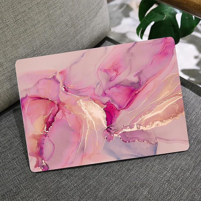 MEEgoodo for MacBook Air 13.3 inch Case 2021 2020 2019 2018 A2337 M1 A2179 A1932,Clear Case for MacBook Air M1,Laptop Shell with Keyboard Webcam Cover&Trackpad Film&Type C Adapter,Gold Splashes Marble