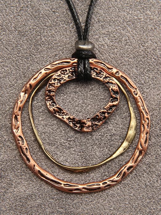GelConnie Boho Necklaces for Women Vintage Silver Circles Long Pendant Necklace Cowgirl Sweater Necklace Adjustable Leather Choker Necklace for Women