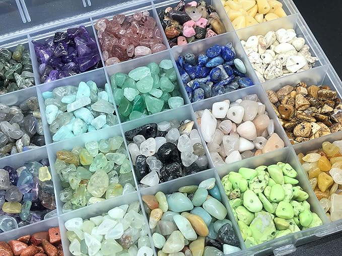 Yephac Gemstone Beads Natural Irregular Shaped Stone Chips Crystal Energy Healing Power for Jewelry Making(24 Materials-2)